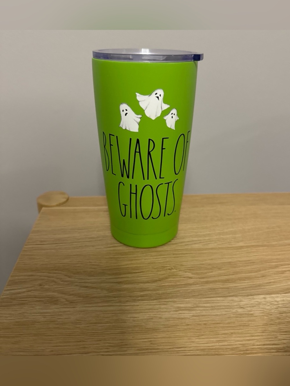 Rae Dunn Green 'Beware of Ghosts' Halloween 17oz Insulated Tumbler